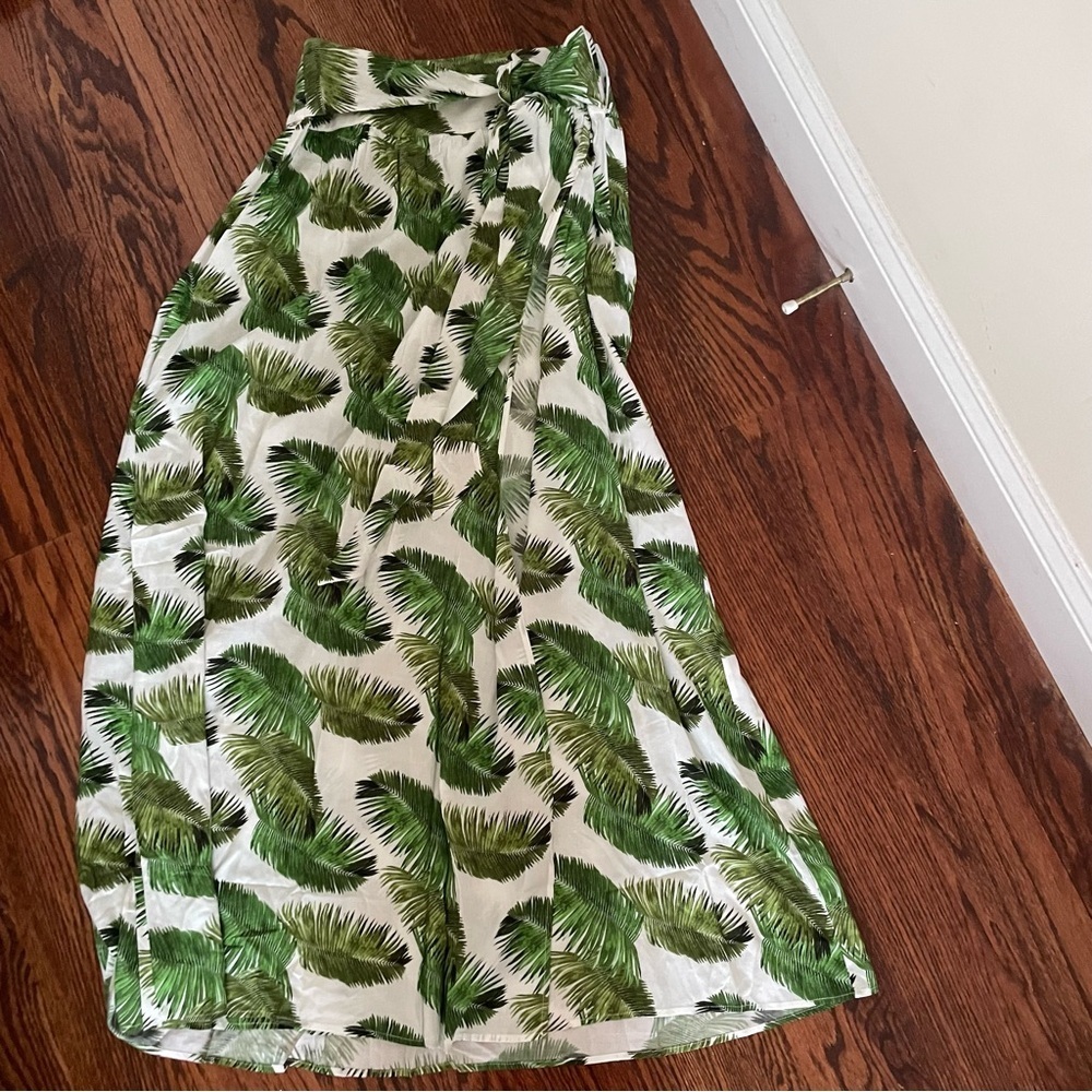 NWT Melissa Odabash Elsa Palm White Crepe Belted Maxi Skirt Size Small - Picture 10 of 12